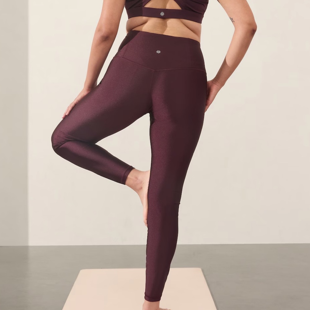 Athleta Spiced Cabernet Elation Sheen 7/8 Tights